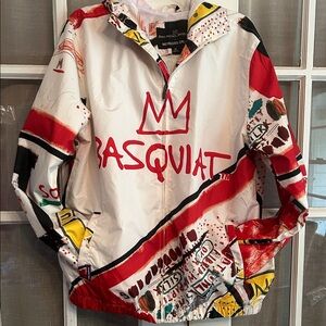 Members Only x Jean-Michel Basquiat Collab Jacket Windbreaker Abstract Art Hood